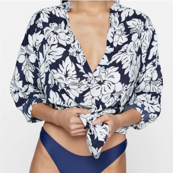 Mikoh Cannes V Neck Tunic or Cover Up size 2 / Medium monstera leaf - Picture 7 of 16